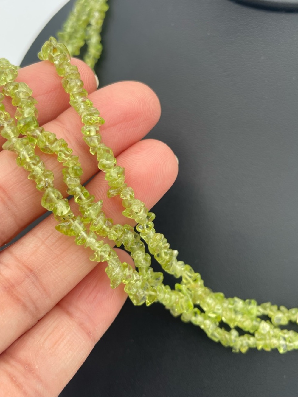 Natural Peridot Multi Strand Chip Necklace Sterling Silver 925 Clasp 216 ct |43g - Picture 2 of 7